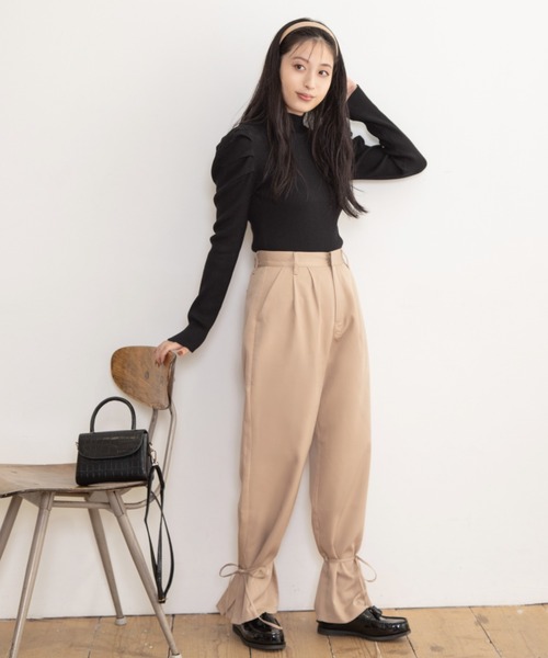 Mysa&Liina（ミーサリーナ）の「裾リボン2WAYパンツ（スラックス・レディース・カーキ/ブラック/ベージュ/ダークオレンジ・M）」の7枚目の写真