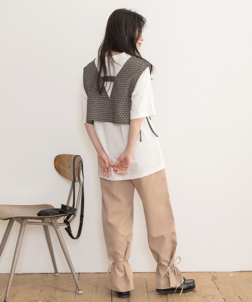 Mysa&Liina（ミーサリーナ）の「裾リボン2WAYパンツ（スラックス・レディース・カーキ/ブラック/ベージュ/ダークオレンジ・M）」の8枚目の写真