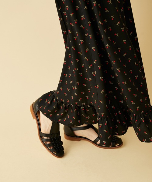 MADEMOISELLE ROPE'（マドモアゼル ロペ）の「<春まで使える>ベルト付きフラワーシャツワンピース（ワンピース・レディース・ブラック/グリーン・38）」の9枚目の写真