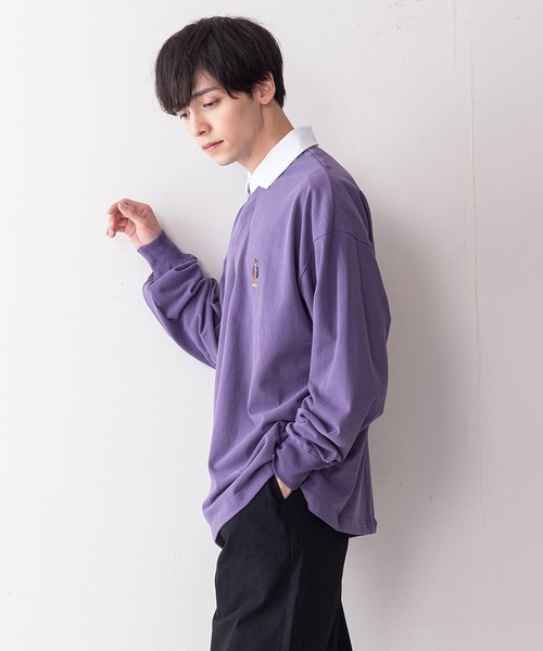 BEN DAVIS（ベンデイビス）の「【BEN DAVIS/ベンデイビス】ミニゴリラエンブレムラグビーシャツ/ラガーシャツ（ポロシャツ・メンズ・ベージュ/ブラック/パープル/ネイビー・LARGE/MEDIUM）」の7枚目の写真