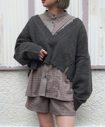 179/WG | Vネックダメージニット(Tシャツ/カットソー)