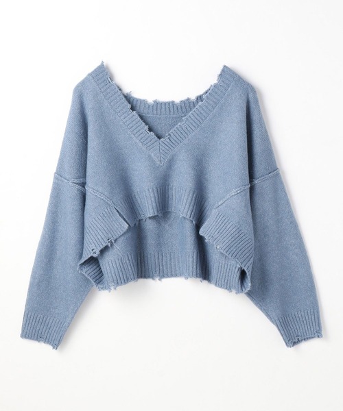 179/WG（イチナナキュウダブルジー）の「Vネックダメージニット（Tシャツ/カットソー・レディース・オフホワイト/ブラック/サックスブルー・FREE）」の15枚目の写真