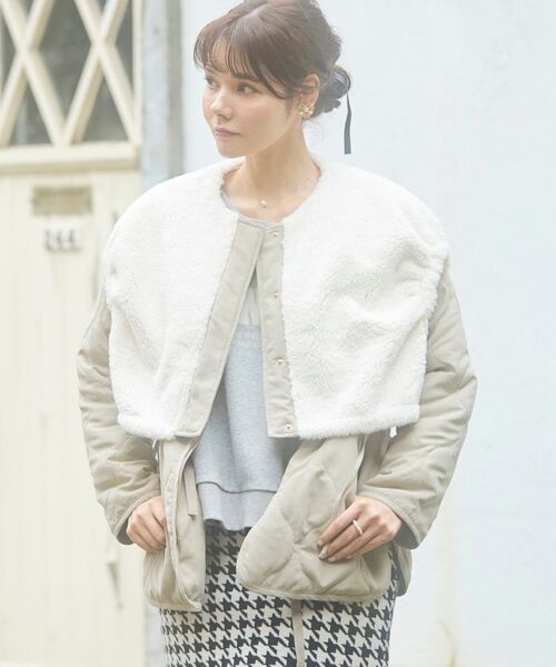 MAJESTIC LEGON（マジェスティックレゴン）の「レイヤードキルティングジャケット（その他アウター・レディース・アイボリー/カーキオリーブ/グレイッシュベージュ・SMALL/MEDIUM）」の10枚目の写真