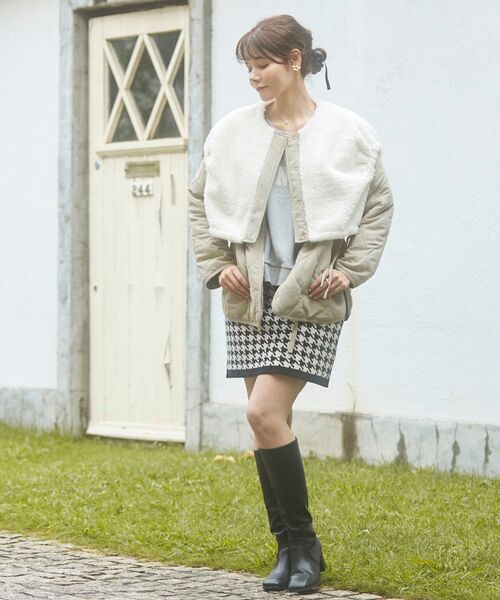 MAJESTIC LEGON（マジェスティックレゴン）の「レイヤードキルティングジャケット（その他アウター・レディース・アイボリー/カーキオリーブ/グレイッシュベージュ・SMALL/MEDIUM）」の12枚目の写真