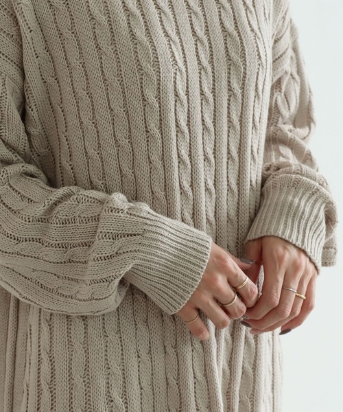 reca（レカ）の「ケーブル編みニットロングワンピース（ワンピース・レディース・チャコールグレー/ラベンダー/グレイッシュベージュ・FREE）」の22枚目の写真