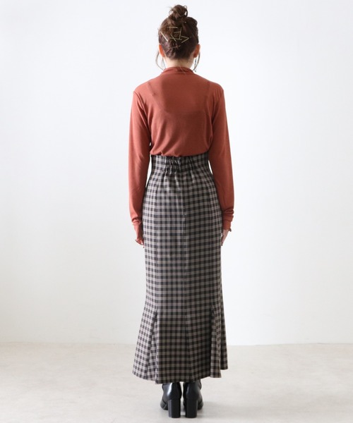 Cheek（チーク）の「【日本製】チェックマーメイドスカート（スカート・レディース・グレイッシュベージュ/キャメル・MEDIUM/SMALL）」の12枚目の写真