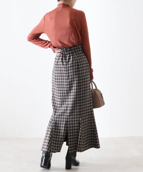 Cheek（チーク）の「【日本製】チェックマーメイドスカート（スカート・レディース・グレイッシュベージュ/キャメル・MEDIUM/SMALL）」の7枚目の写真