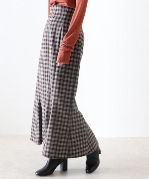 Cheek（チーク）の「【日本製】チェックマーメイドスカート（スカート・レディース・グレイッシュベージュ/キャメル・MEDIUM/SMALL）」の18枚目の写真