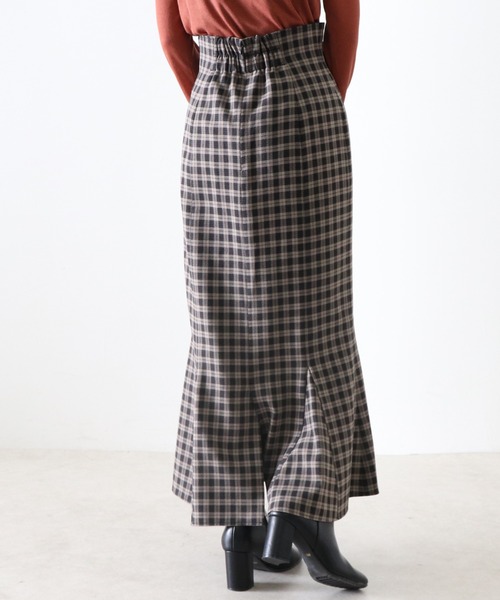 Cheek（チーク）の「【日本製】チェックマーメイドスカート（スカート・レディース・グレイッシュベージュ/キャメル・MEDIUM/SMALL）」の14枚目の写真