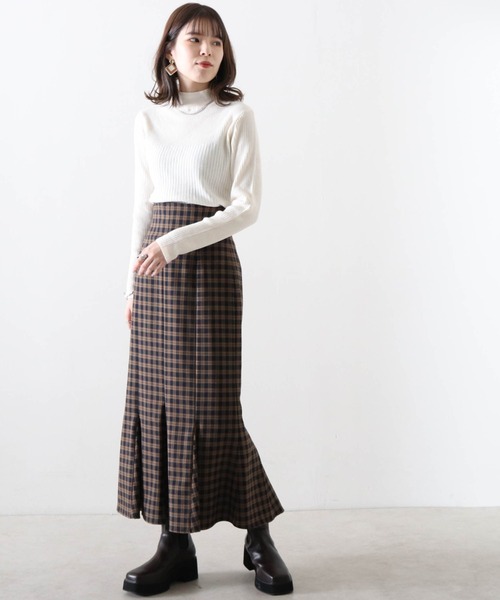 Cheek（チーク）の「【日本製】チェックマーメイドスカート（スカート・レディース・グレイッシュベージュ/キャメル・MEDIUM/SMALL）」の21枚目の写真