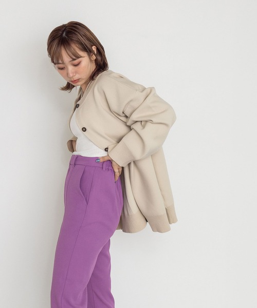 w closet（ダブルクローゼット）の「セミフレアスリットパンツ（スラックス・レディース・ブラック/グリーン/ラベンダー/ダークオレンジ/モスグリーン/モカ/ライム/ダークグリーン/サックスブルー・S/M）」の14枚目の写真