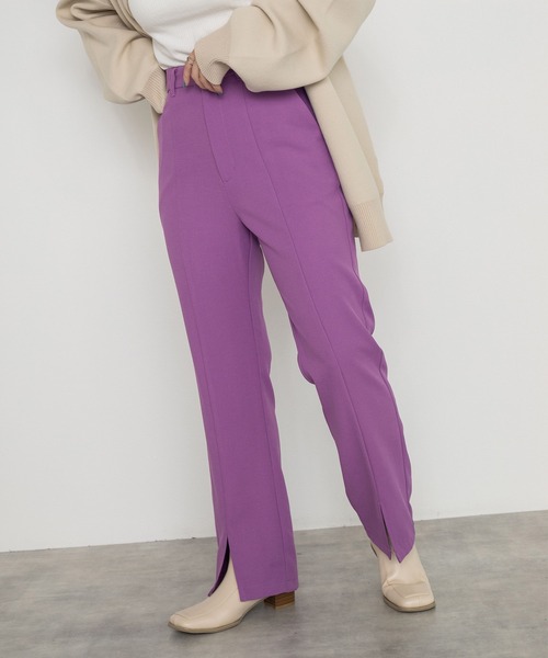 w closet（ダブルクローゼット）の「セミフレアスリットパンツ（スラックス・レディース・ブラック/グリーン/ラベンダー/ダークオレンジ/モスグリーン/モカ/ライム/ダークグリーン/サックスブルー・S/M）」の16枚目の写真