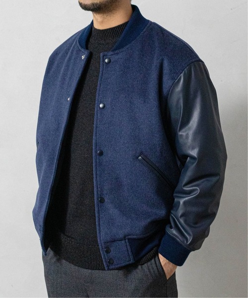 EDIFICE（エディフィス）の「ビーバーメルトン アワードジャケット（ブルゾン・メンズ・ネイビー/グレー・MEDIUM/SMALL/LARGE）」の2枚目の写真