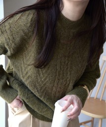 アラン柄モヘアタッチミックスニット