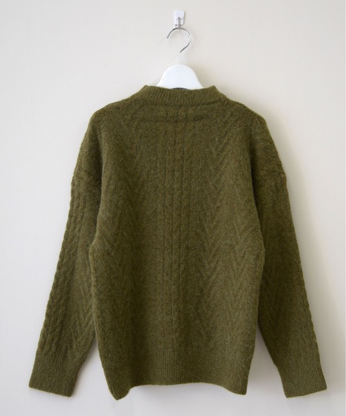 ibeul_(イベール)の「アラン柄モヘアタッチミックスニット(ニット/セーター・レディース・パープル/カーキ/アイボリー・FREE)」の6枚目の写真