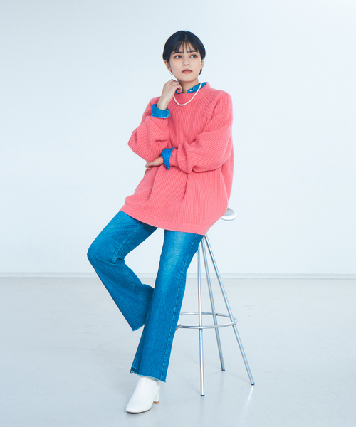 Rouge vif Anna（ルージュヴィフアンナ）の「片畦BDオーバーニットプルオーバー（ニット/セーター・レディース・ホワイト系その他/ピンク/ブラック・フリー）」の12枚目の写真