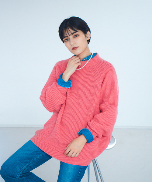 Rouge vif Anna（ルージュヴィフアンナ）の「片畦BDオーバーニットプルオーバー（ニット/セーター・レディース・ホワイト系その他/ピンク/ブラック・フリー）」の18枚目の写真