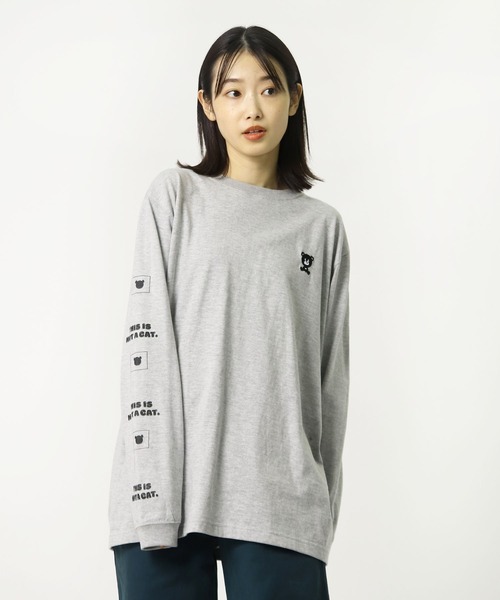 This is not a cat.(ディスイズノットアキャット)の「【 This is not a cat. / ディスイズ ノット ア キャット 】 刺繍ロングTシャツ マロン 4580742400567 MDI(Tシャツ/カットソー・レディース・グレー・L)」の5枚目の写真