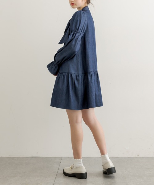 OLIVE des OLIVE（オリーブデオリーブ）の「ボウタイチュニックワンピ（ワンピース・レディース・ベージュ/オフホワイト/ワンウォッシュ・FREE）」の12枚目の写真