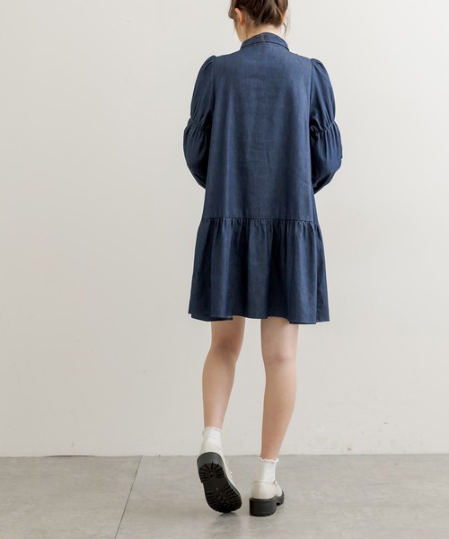 OLIVE des OLIVE（オリーブデオリーブ）の「ボウタイチュニックワンピ（ワンピース・レディース・ベージュ/オフホワイト/ワンウォッシュ・FREE）」の13枚目の写真