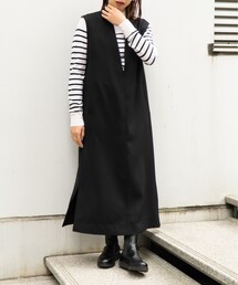 UNTITLED | ウール混サテン ジャンパードレス【洗える】(スカート)