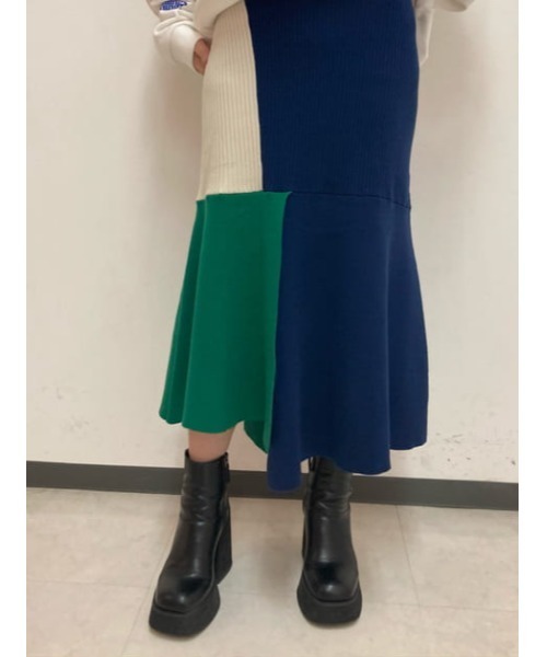SLY（スライ）の「RANDOM HEM KNIT SK ランダムヘム ニット スカート（スカート・レディース・アイボリー/マルチ/ベージュ/ブラック・1/2）」の17枚目の写真