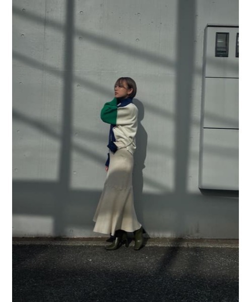 SLY（スライ）の「RANDOM HEM KNIT SK ランダムヘム ニット スカート（スカート・レディース・アイボリー/マルチ/ベージュ/ブラック・1/2）」の20枚目の写真