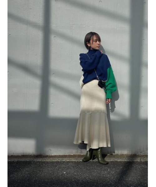 SLY（スライ）の「RANDOM HEM KNIT SK ランダムヘム ニット スカート（スカート・レディース・アイボリー/マルチ/ベージュ/ブラック・1/2）」の21枚目の写真