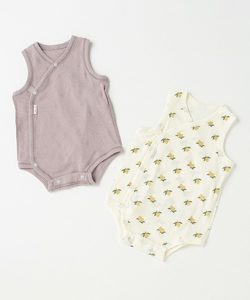 petit main（プティマイン）の「【オーガニック】タンクロンパース（ロンパース・キッズ・ターコイズブルー/ラベンダー・80ｃｍ/70cm）」の2枚目の写真