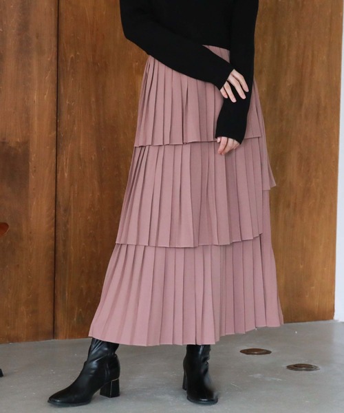 archives(アルシーヴ)の「【大人気アイテム/お気に入り登録2万件以上!】プリーツティアードスカート/(スカート・レディース・アイボリー/ブラック/ミント/オレンジ/グリーン系その他/パープル/シルバーグレー/モカ/グリーン/ピンクベージュ・MEDIUM)」の9枚目の写真