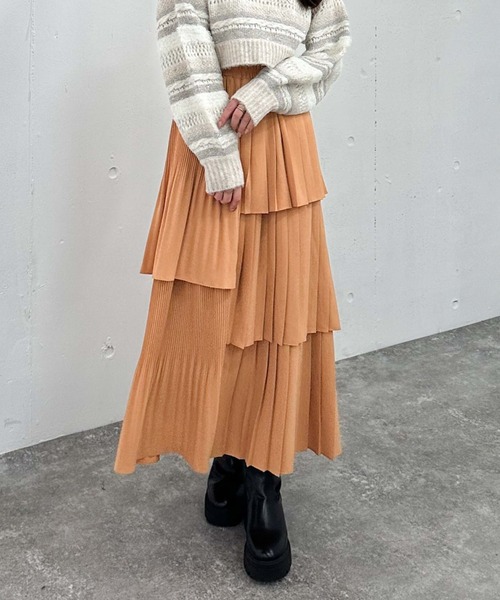 archives(アルシーヴ)の「【大人気アイテム/お気に入り登録2万件以上!】プリーツティアードスカート/(スカート・レディース・アイボリー/ブラック/ミント/オレンジ/グリーン系その他/パープル/シルバーグレー/モカ/グリーン/ピンクベージュ・MEDIUM)」の10枚目の写真