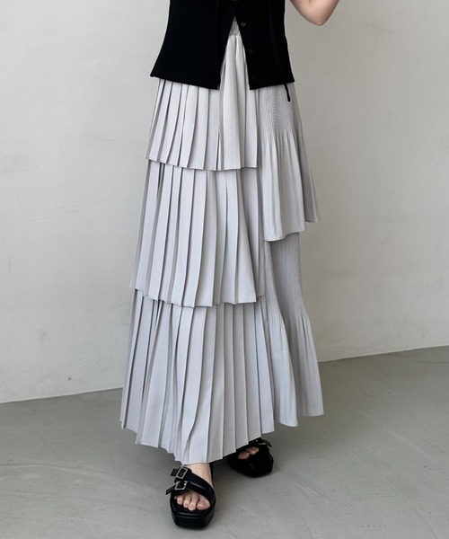 archives(アルシーヴ)の「【大人気アイテム/お気に入り登録2万件以上!】プリーツティアードスカート/(スカート・レディース・アイボリー/ブラック/ミント/オレンジ/グリーン系その他/パープル/シルバーグレー/モカ/グリーン/ピンクベージュ・MEDIUM)」の18枚目の写真