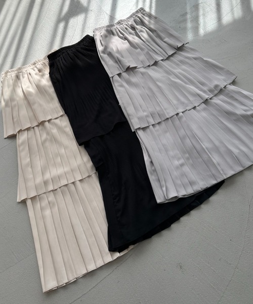 archives(アルシーヴ)の「【大人気アイテム/お気に入り登録2万件以上!】プリーツティアードスカート/(スカート・レディース・アイボリー/ブラック/ミント/オレンジ/グリーン系その他/パープル/シルバーグレー/モカ/グリーン/ピンクベージュ・MEDIUM)」の17枚目の写真