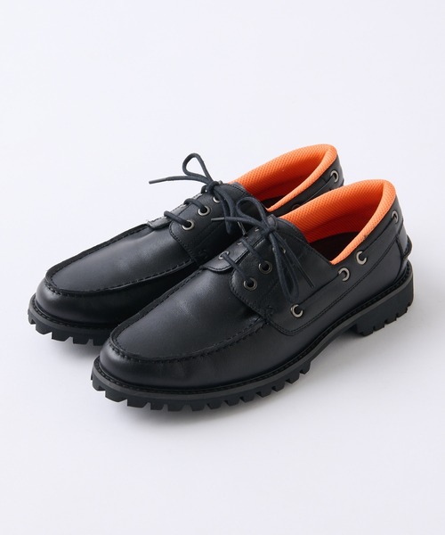 CIAOPANIC(チャオパニック)の「レザーボートシューズ(モカシン/デッキシューズ・メンズ・ブラック・26cm/27cm/28cm)」の1枚目の写真