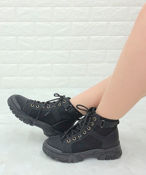 Lace Ladies(レースレディース)の「ハイカット 厚底 スニーカー(スニーカー・レディース・ブラック/アイボリー/ベージュ・23/25/24.5/22.5/24/23.5)」の14枚目の写真