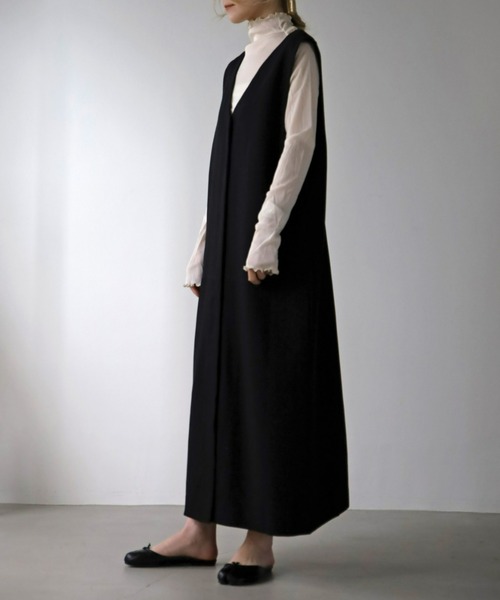 UNFIELD（アンフィールド）の「【UNFIELD】切替ジャンスカ（サロペット/オーバーオール・レディース・ブラック/アイボリー・FREE）」の4枚目の写真