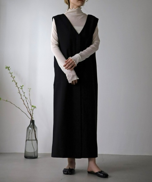 UNFIELD（アンフィールド）の「【UNFIELD】切替ジャンスカ（サロペット/オーバーオール・レディース・ブラック/アイボリー・FREE）」の3枚目の写真