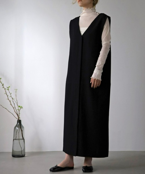 UNFIELD（アンフィールド）の「【UNFIELD】切替ジャンスカ（サロペット/オーバーオール・レディース・ブラック/アイボリー・FREE）」の6枚目の写真