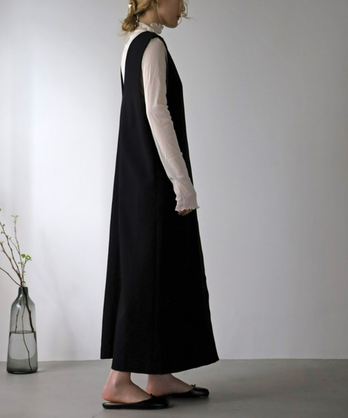 UNFIELD（アンフィールド）の「【UNFIELD】切替ジャンスカ（サロペット/オーバーオール・レディース・ブラック/アイボリー・FREE）」の8枚目の写真