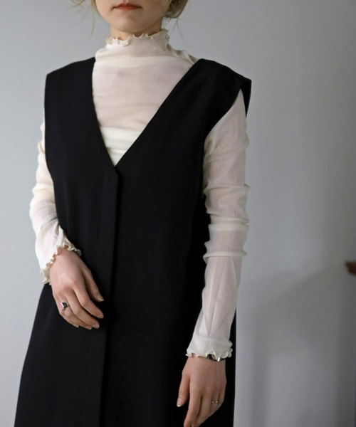 UNFIELD（アンフィールド）の「【UNFIELD】切替ジャンスカ（サロペット/オーバーオール・レディース・ブラック/アイボリー・FREE）」の10枚目の写真