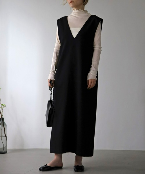 UNFIELD（アンフィールド）の「【UNFIELD】切替ジャンスカ（サロペット/オーバーオール・レディース・ブラック/アイボリー・FREE）」の12枚目の写真