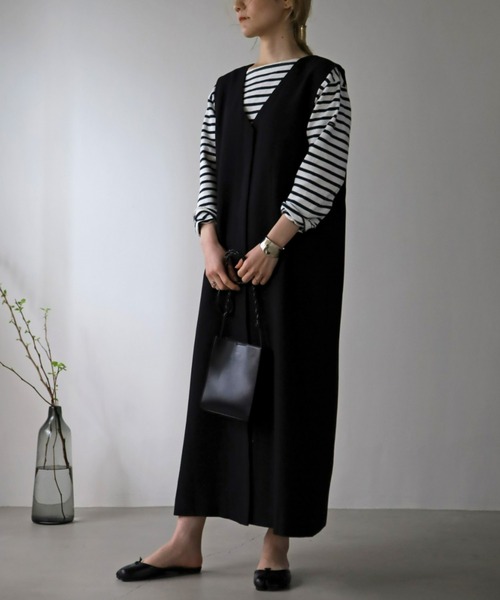 UNFIELD（アンフィールド）の「【UNFIELD】切替ジャンスカ（サロペット/オーバーオール・レディース・ブラック/アイボリー・FREE）」の15枚目の写真