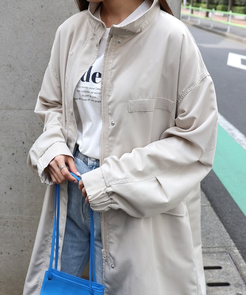 andme(アンドミー)の「スタンドカラーモッズコート(モッズコート・レディース・ブラック/アイボリー/グレイッシュベージュ/カーキ・M)」の2枚目の写真