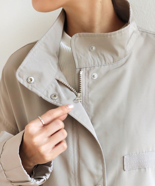 andme(アンドミー)の「スタンドカラーモッズコート(モッズコート・レディース・ブラック/アイボリー/グレイッシュベージュ/カーキ・M)」の15枚目の写真