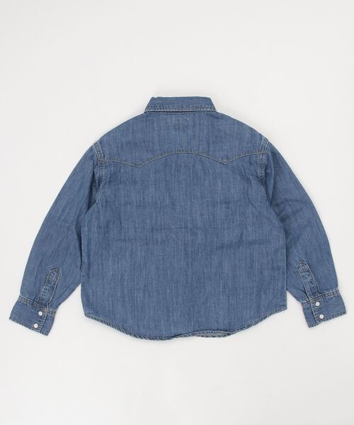Lee（リー）の「Lee/リー キッズ　ライトオンスデニムルーズフィットウェスタンシャツ（シャツ/ブラウス・キッズ・インディゴブルー・130cm/140cm/150cm）」の2枚目の写真