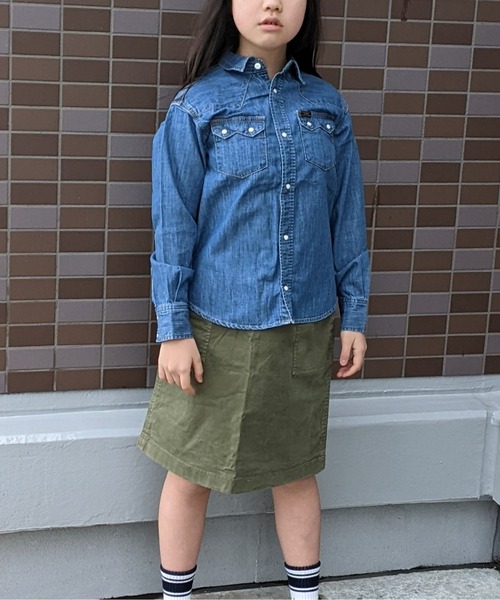 Lee（リー）の「Lee/リー キッズ　ライトオンスデニムルーズフィットウェスタンシャツ（シャツ/ブラウス・キッズ・インディゴブルー・130cm/140cm/150cm）」の4枚目の写真
