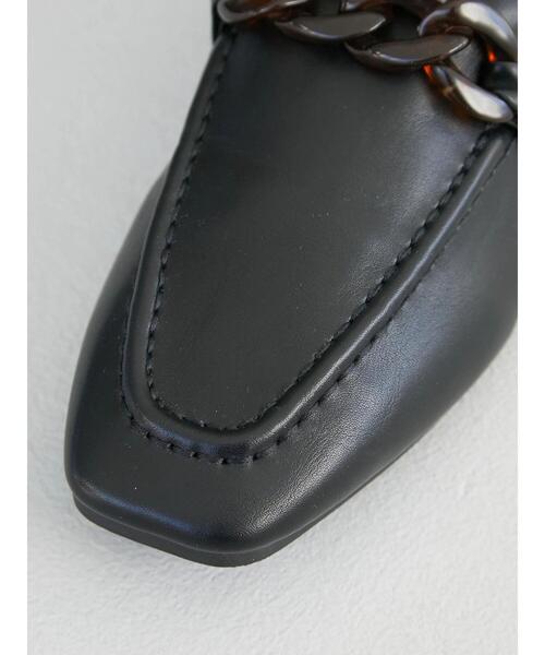 Green　Parks（グリーンパークス）の「・Robe Rouge チェーンローファー＊（パンプス・レディース・ブラック/オフホワイト・LL/S/M/L）」の6枚目の写真