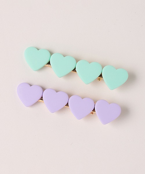 by LOVEiT（バイラビット）の「ハートクリップ（2個SET)（バレッタ/ヘアクリップ・キッズ・エメラルド/ピンク・FREE）」の2枚目の写真