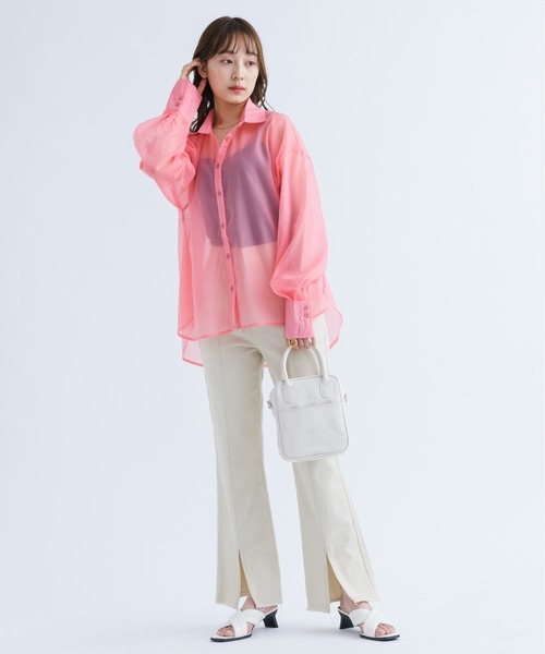 NEUNA(ヌナ)の「【大人の抜け感シアー。】ゆったりシアーカラーシャツブラウス(シャツ/ブラウス・レディース・ホワイト/ピンク/オレンジ/ブラック・FREE)」の16枚目の写真