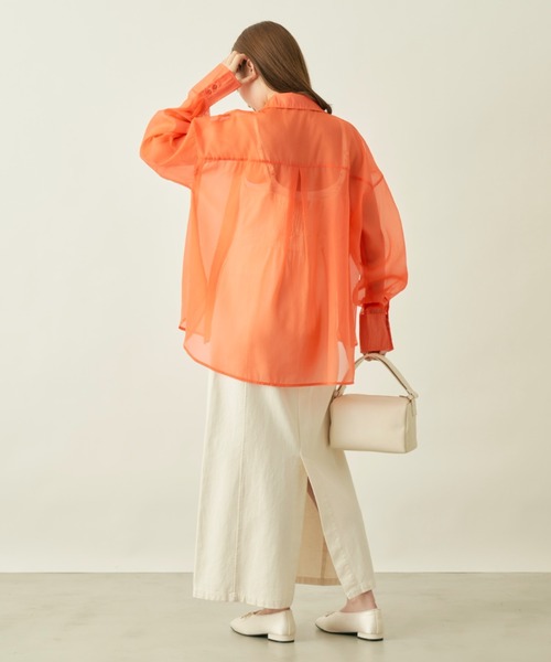NEUNA(ヌナ)の「【大人の抜け感シアー。】ゆったりシアーカラーシャツブラウス(シャツ/ブラウス・レディース・ホワイト/ピンク/オレンジ/ブラック・FREE)」の21枚目の写真